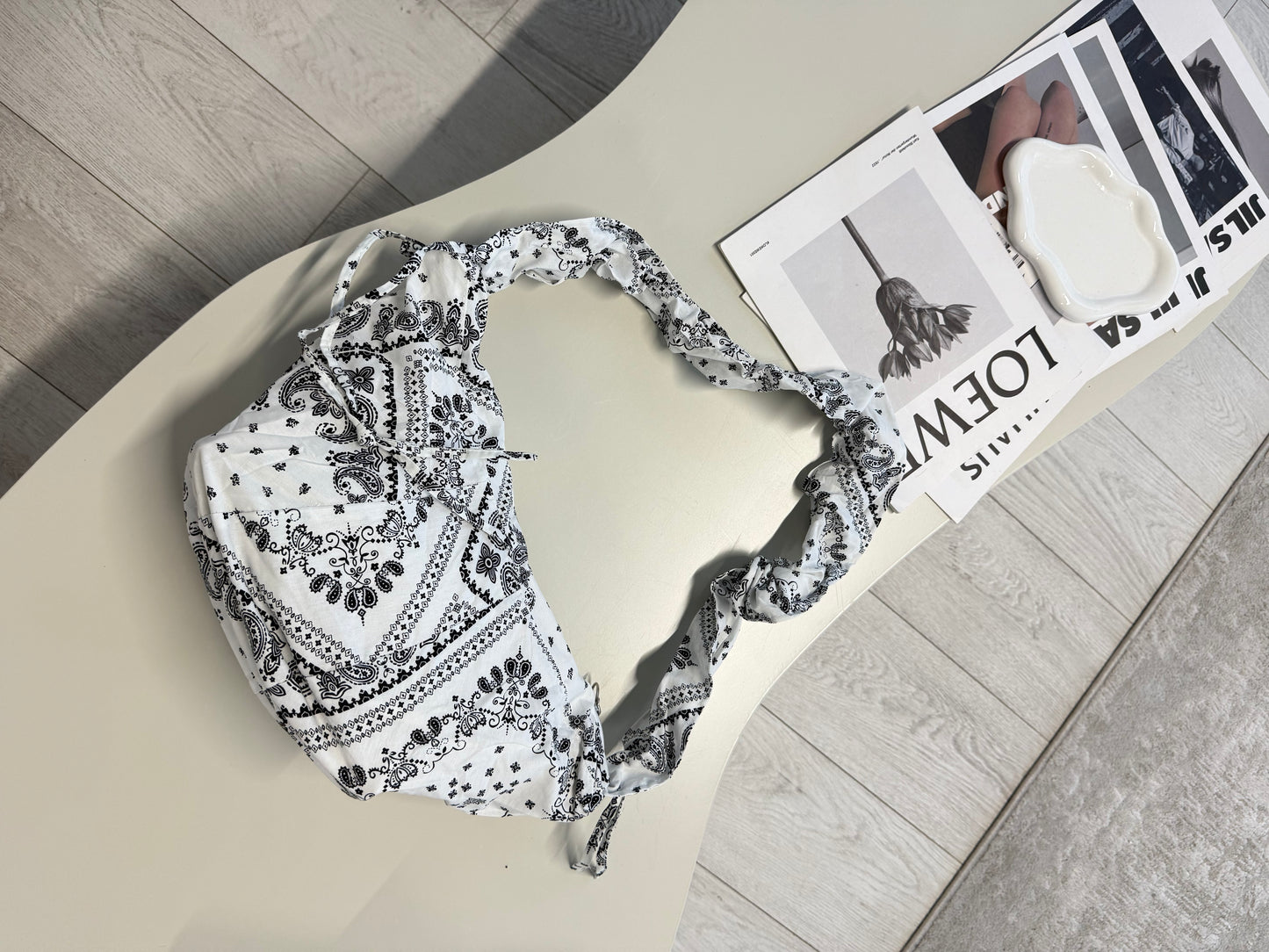 Aries White Bandanna Dumpling Bag