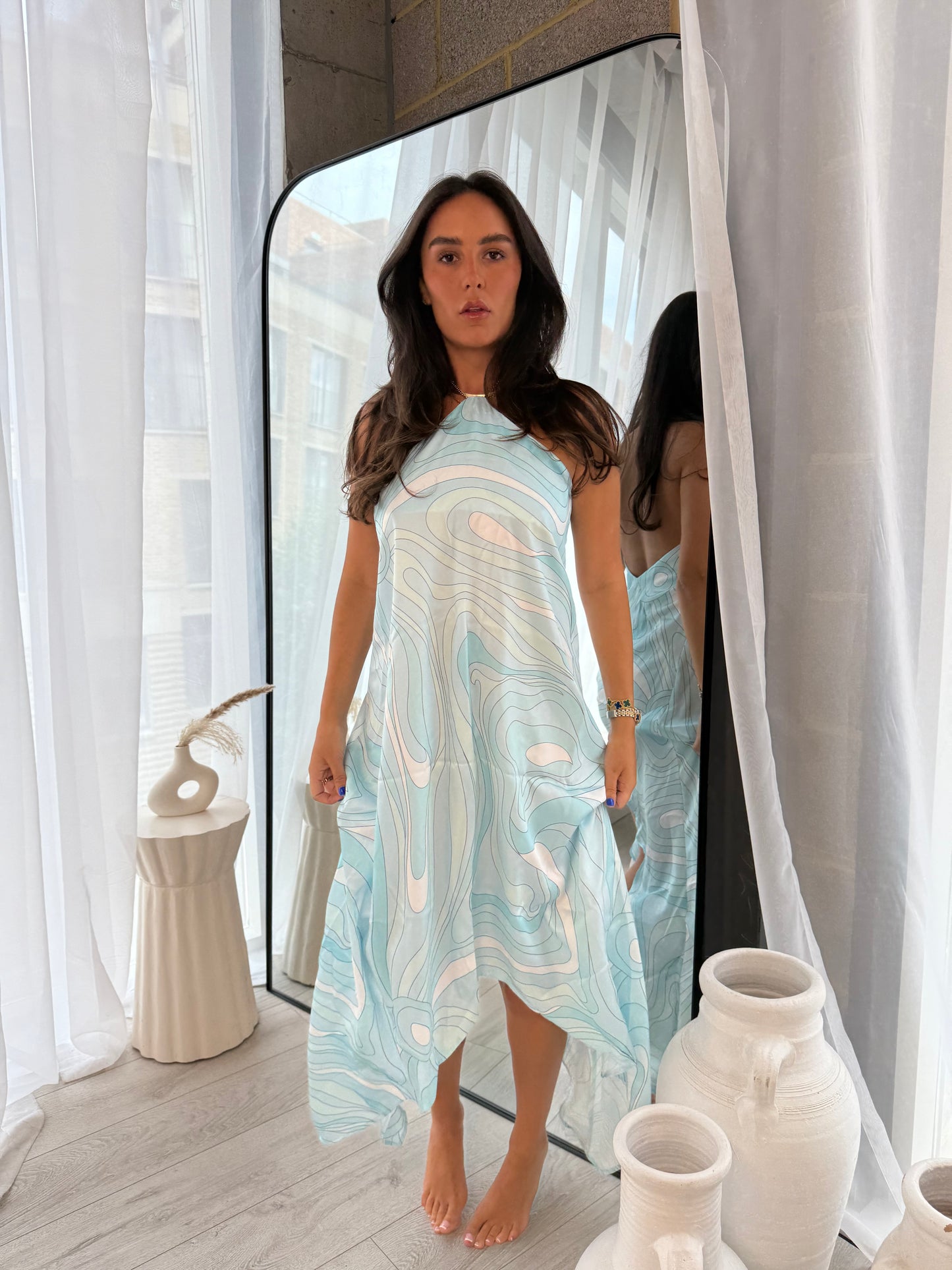 Electra Blue Print Midi Dress