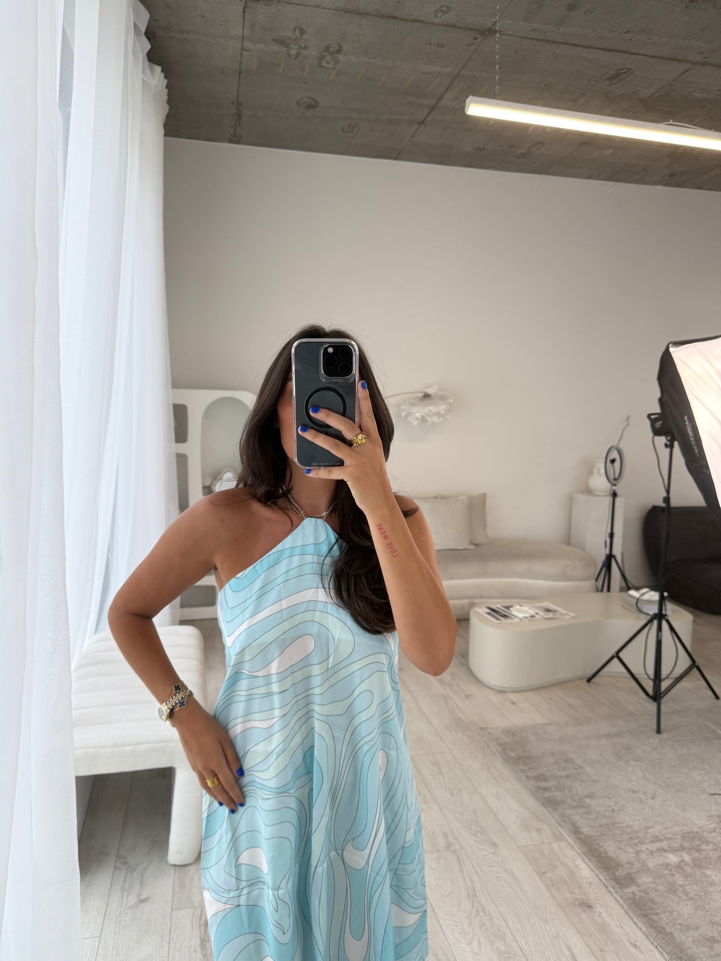 Electra Blue Print Midi Dress