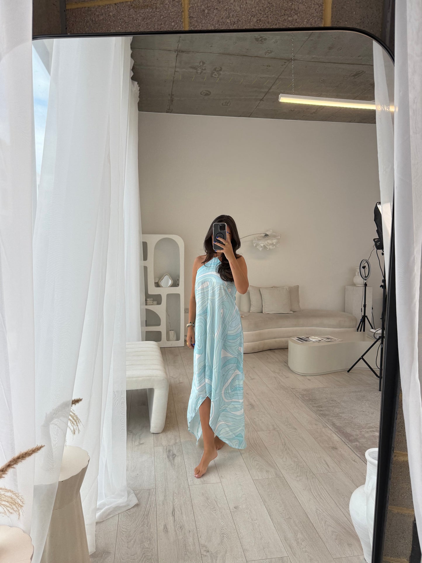 Electra Blue Print Midi Dress