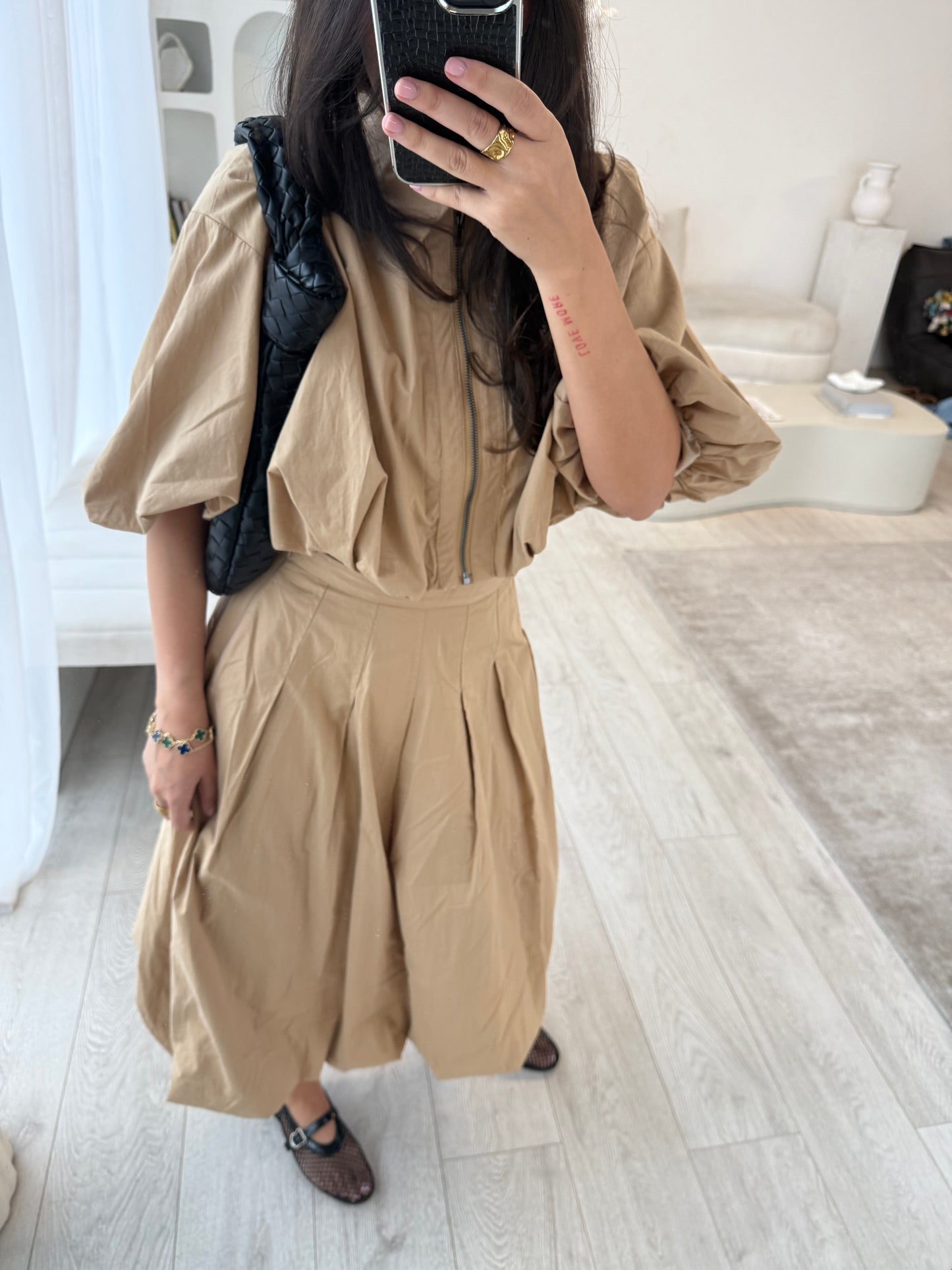 Roux Tan Crop and Midi Skirt