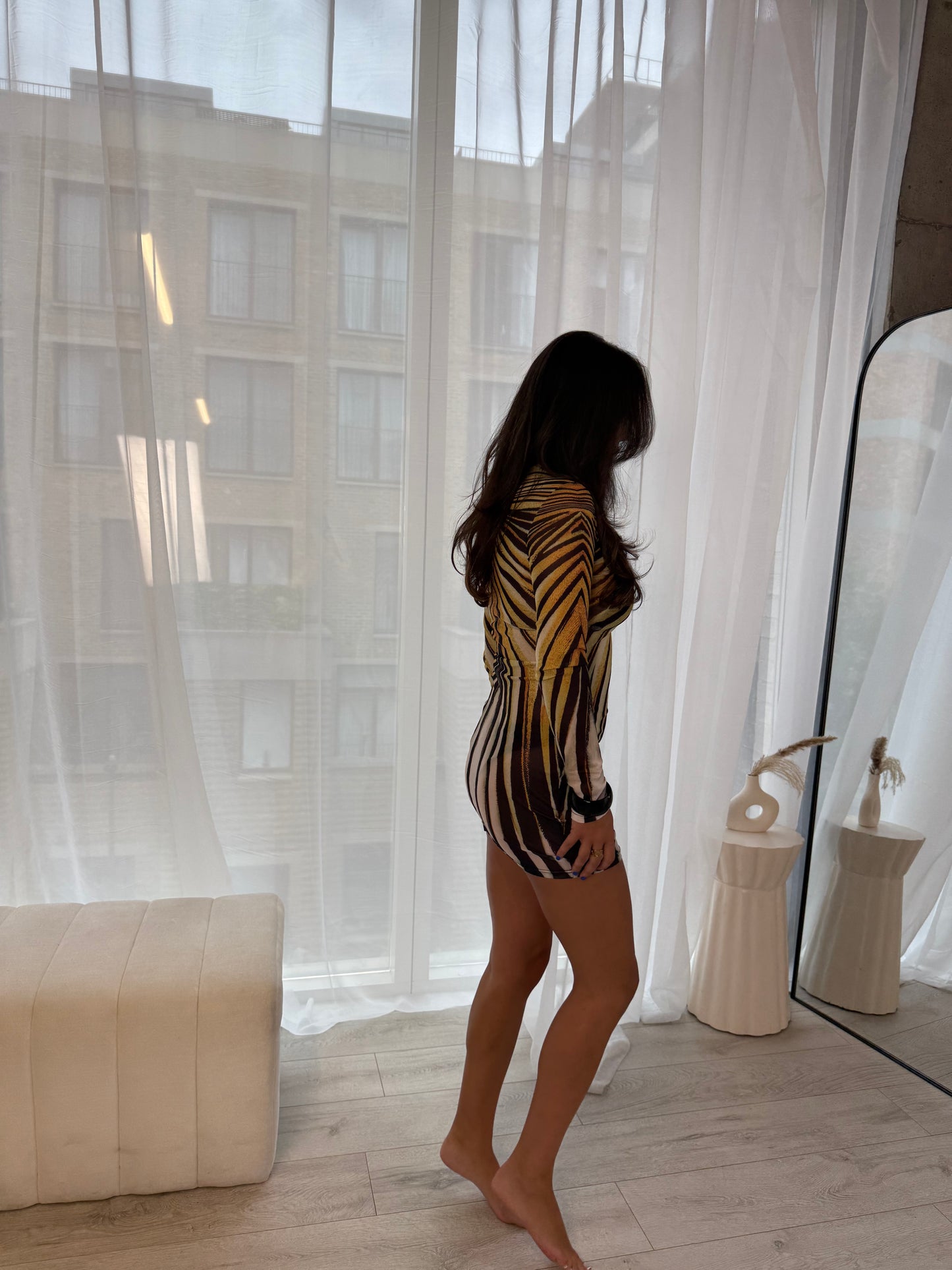 Indigo Sheer Mini Dress