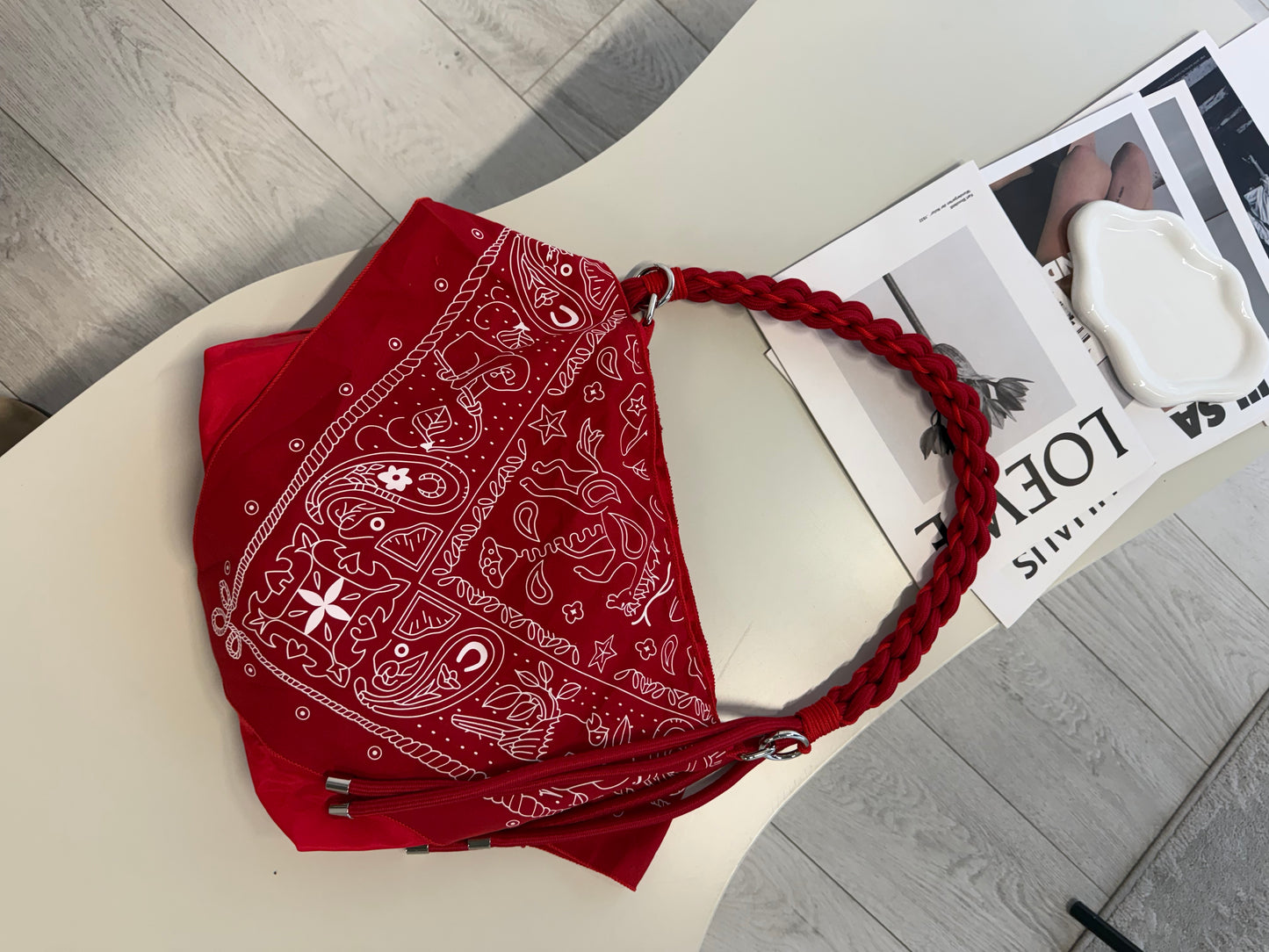 Ayla Red Bandanna Slouchy Shoulder Bag