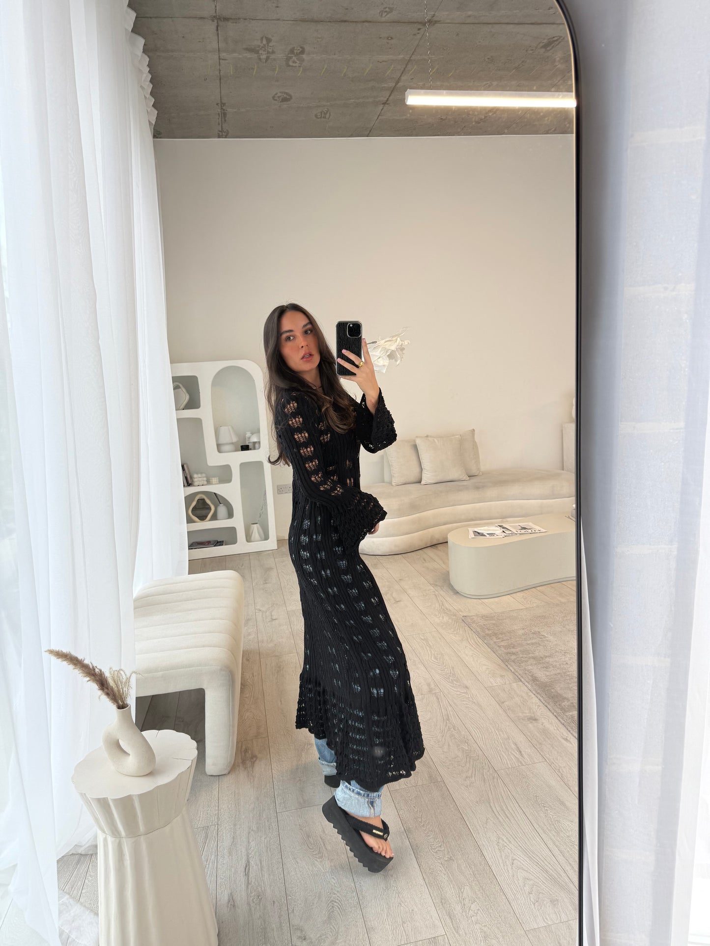 Zelaya Crochet Maxi Cardigan