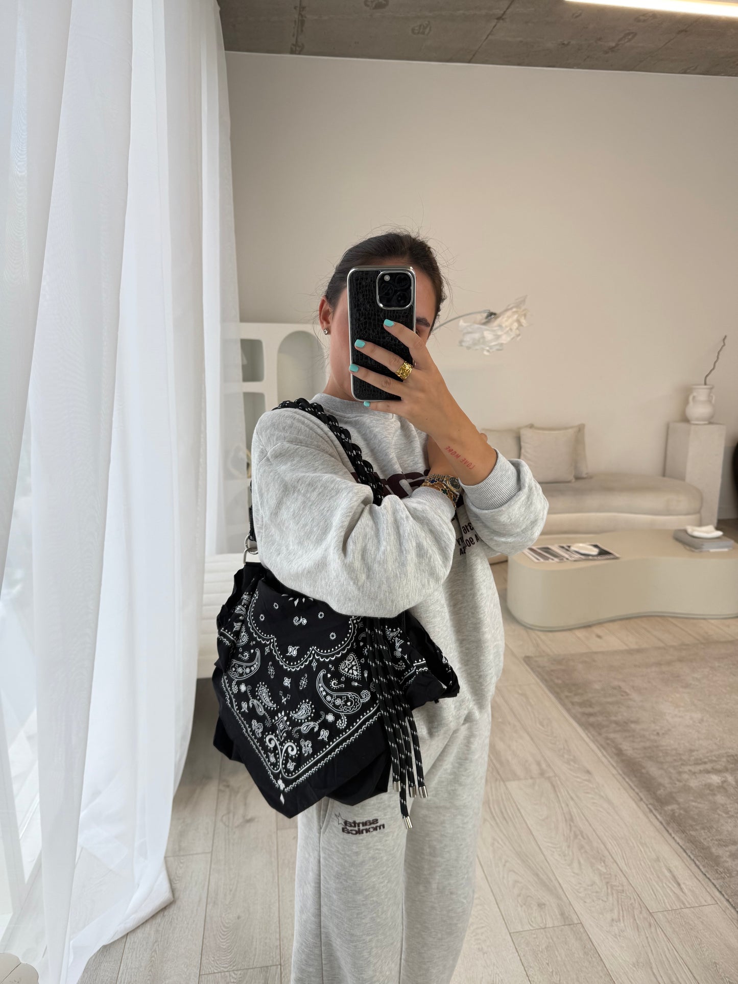 Ayla Black Bandanna Slouchy Shoulder Bag