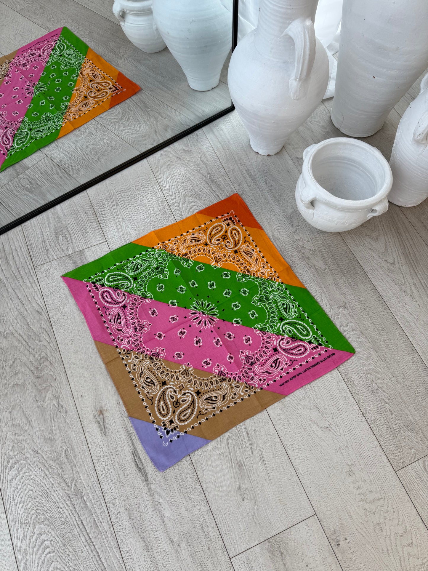 Brittany Orange/Green Multi Mix Bandanna