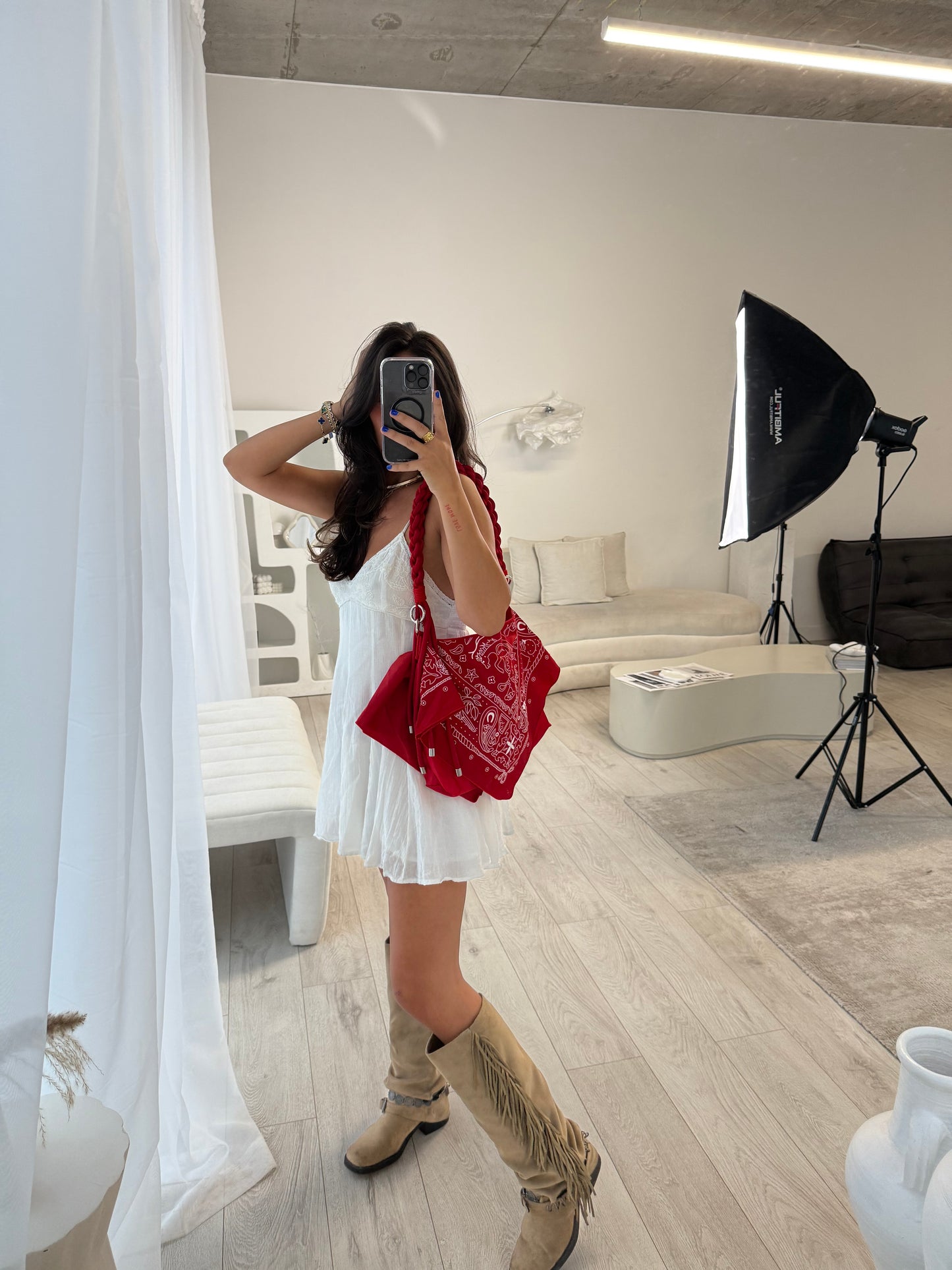 Ayla Red Bandanna Slouchy Shoulder Bag