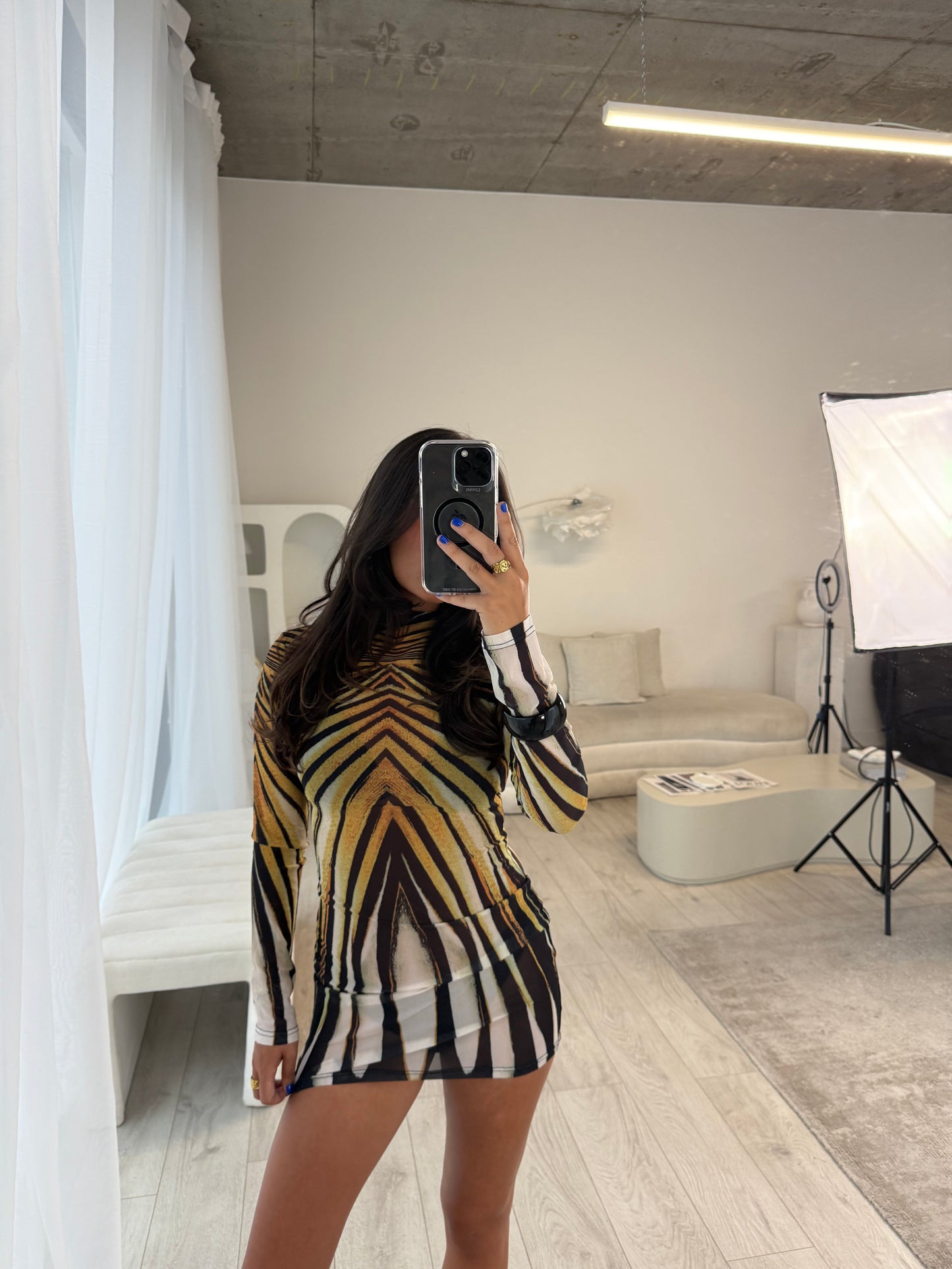 Indigo Sheer Mini Dress