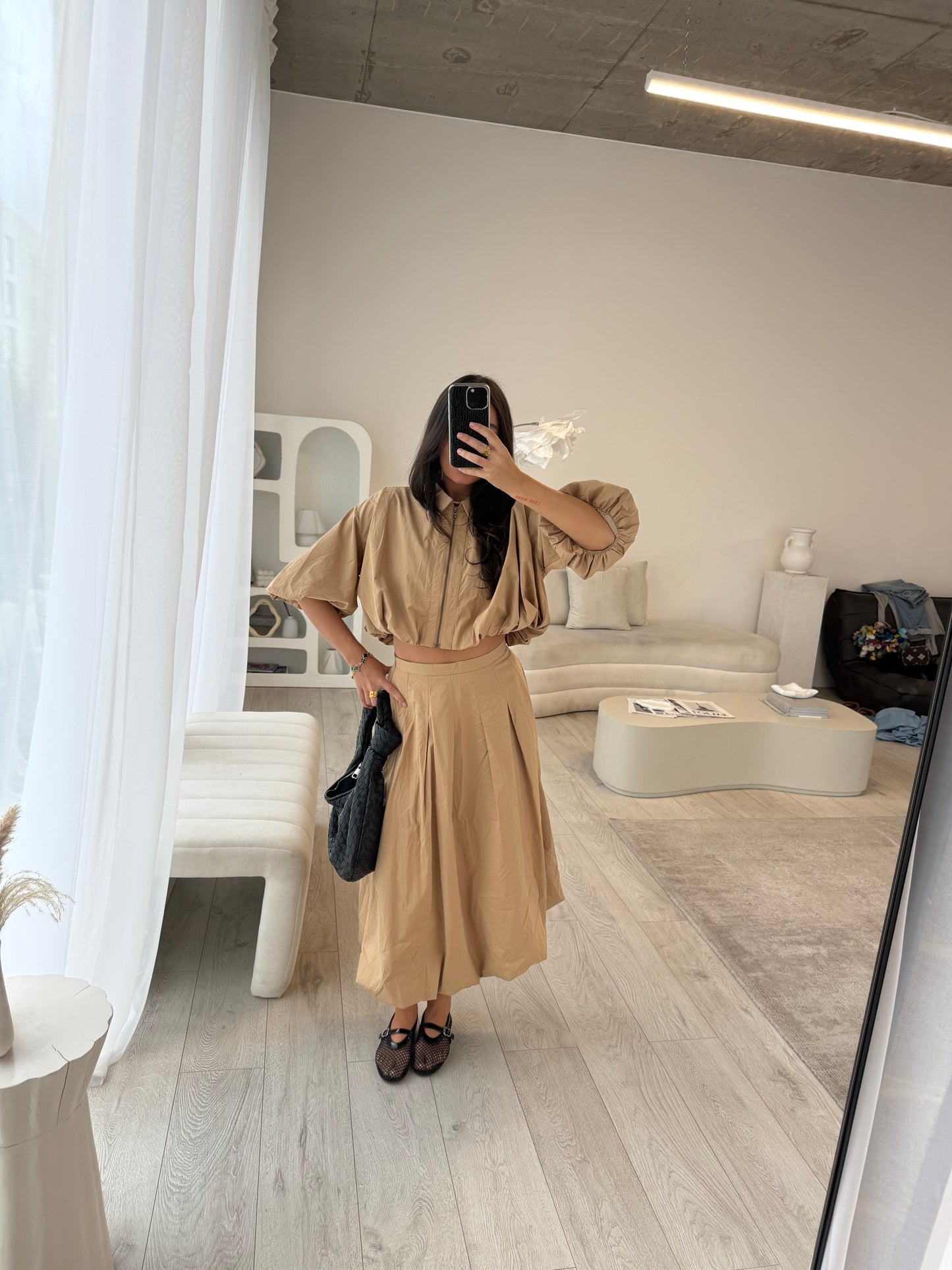 Roux Tan Crop and Midi Skirt