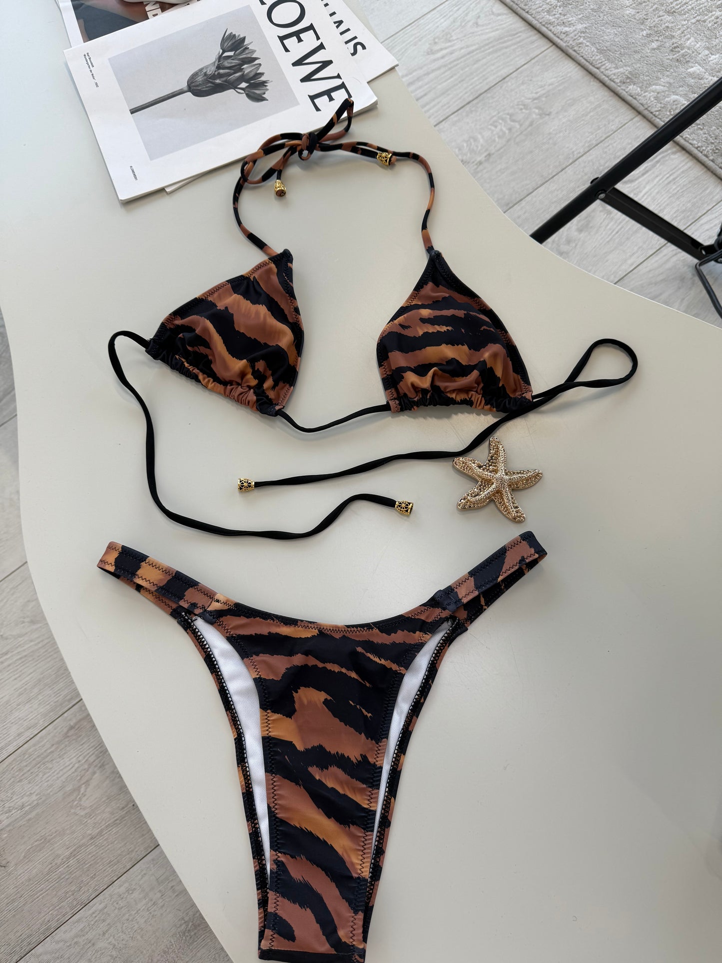 Selene Brown Tiger Bikini