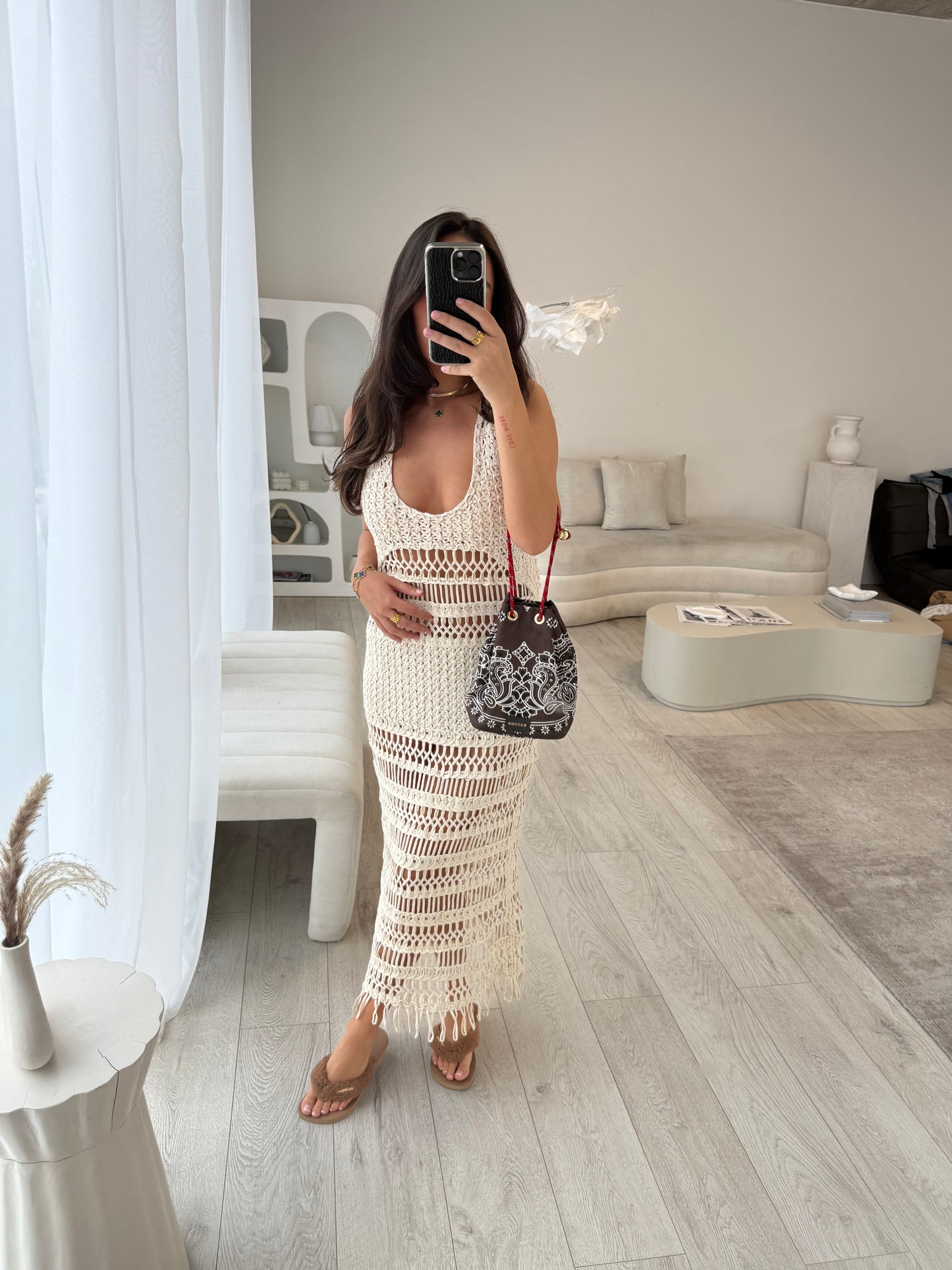 Novae Stone Crochet Cover Up Maxi