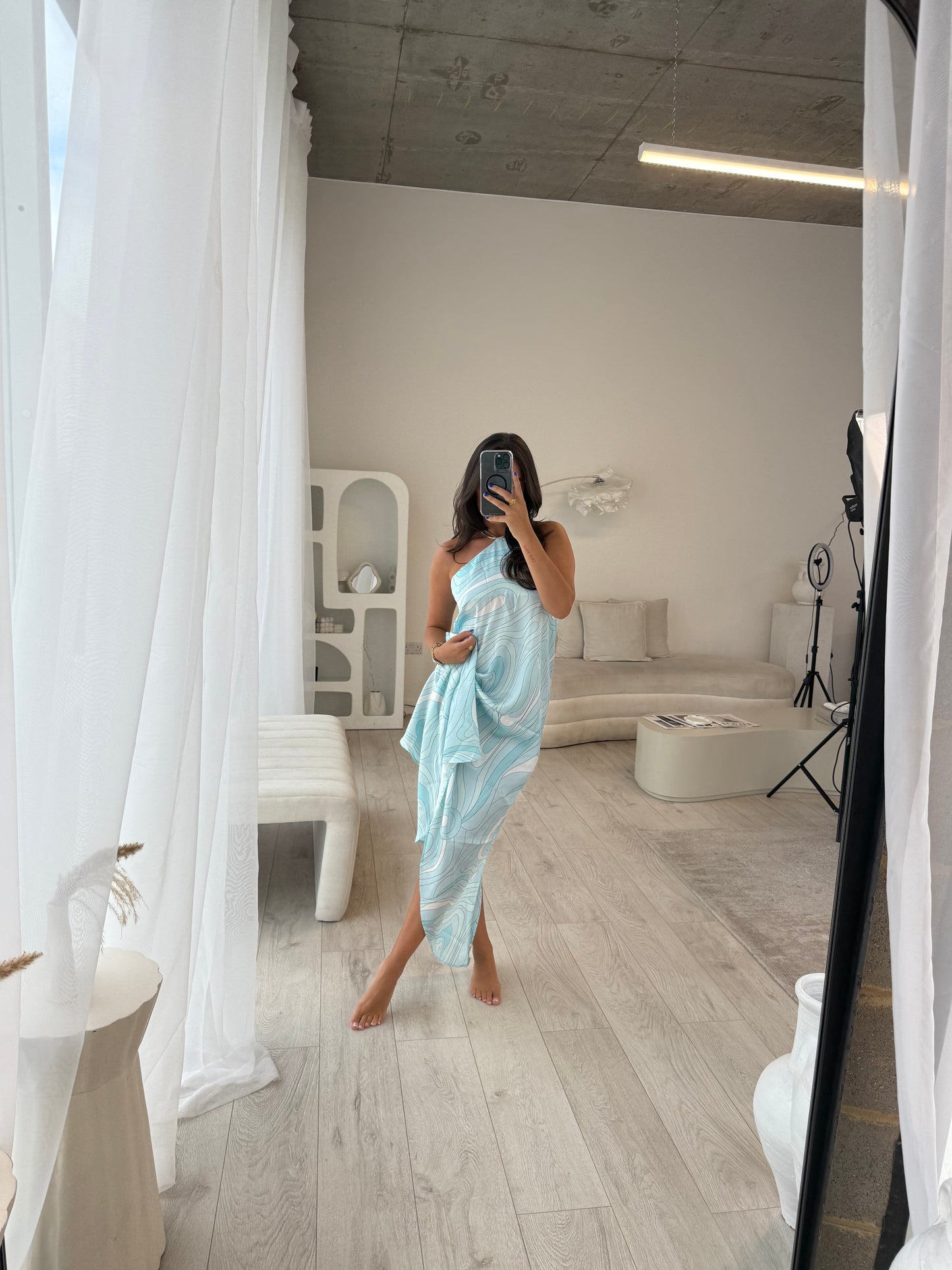 Electra Blue Print Midi Dress