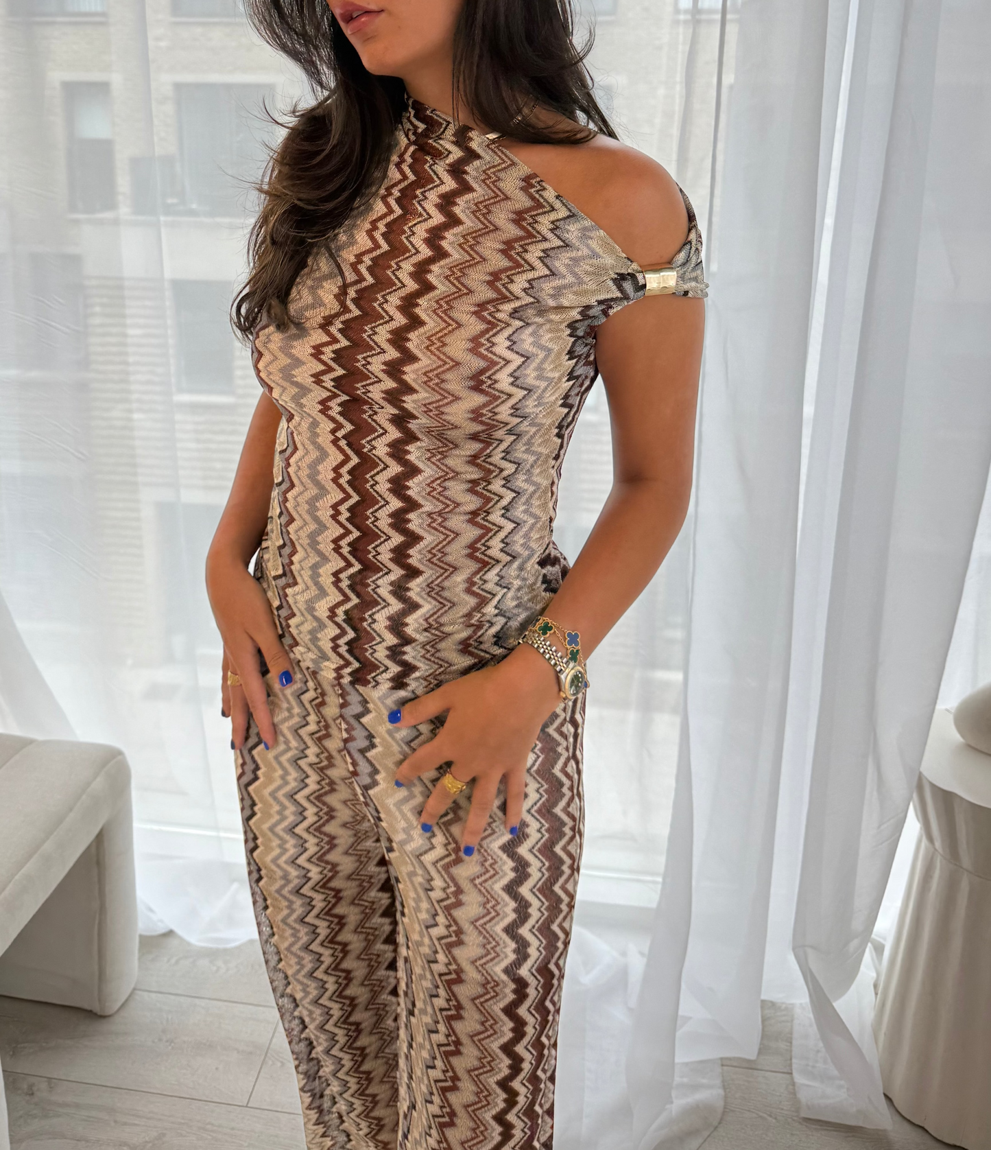 Flavia Brown Wave Print Trouser Co-Ord