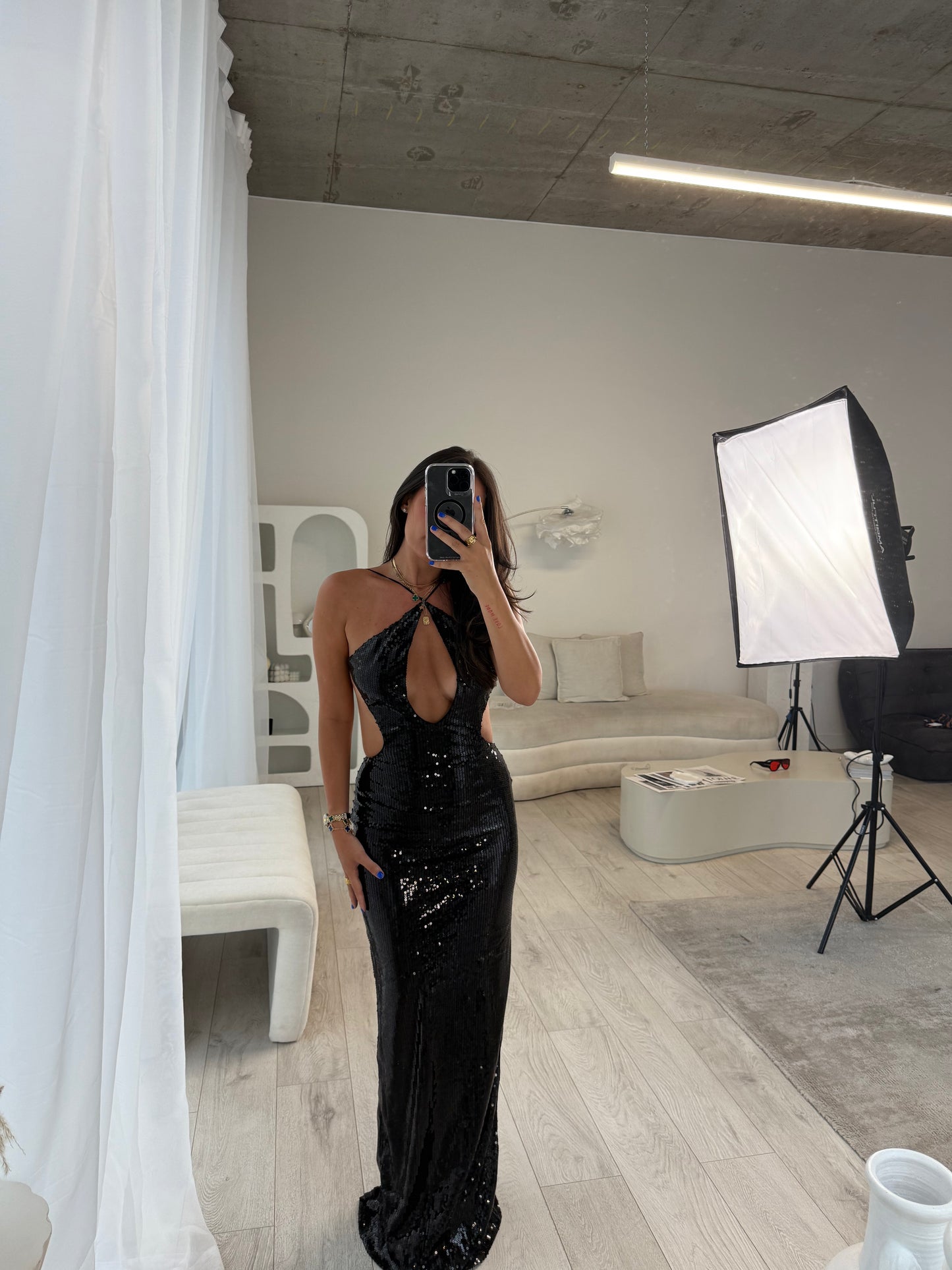 Remi Sequin Cut Out Maxi Dress