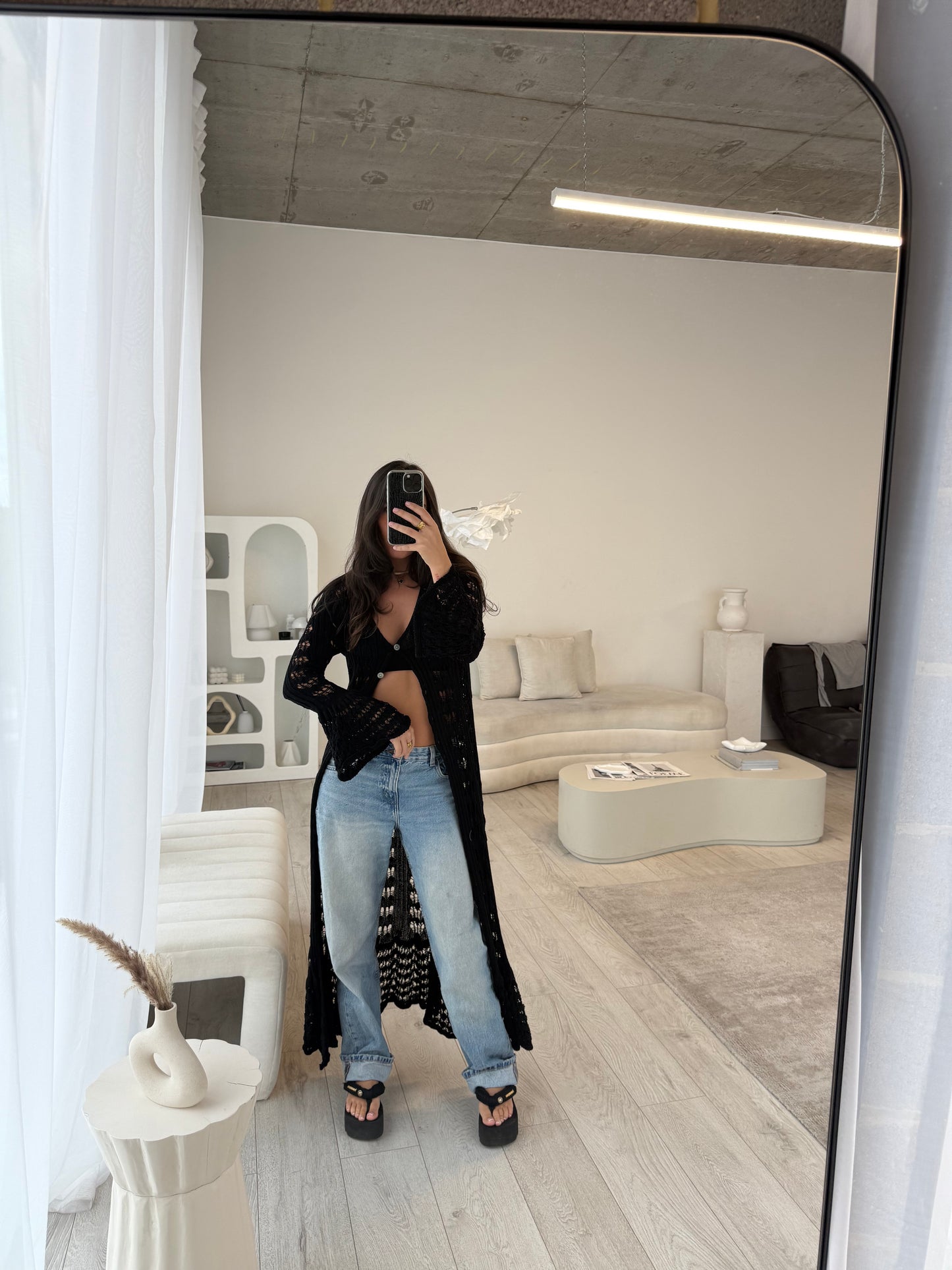 Zelaya Crochet Maxi Cardigan