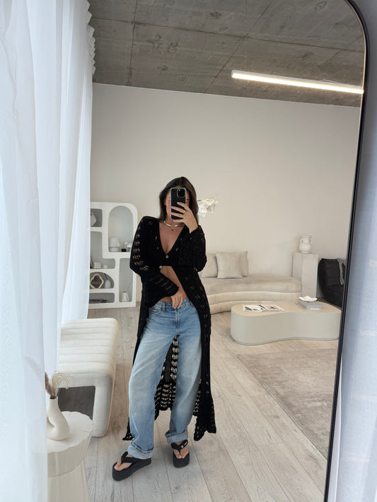 Zelaya Crochet Maxi Cardigan