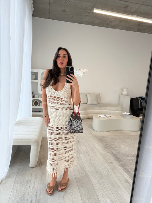 Novae Stone Crochet Cover Up Maxi