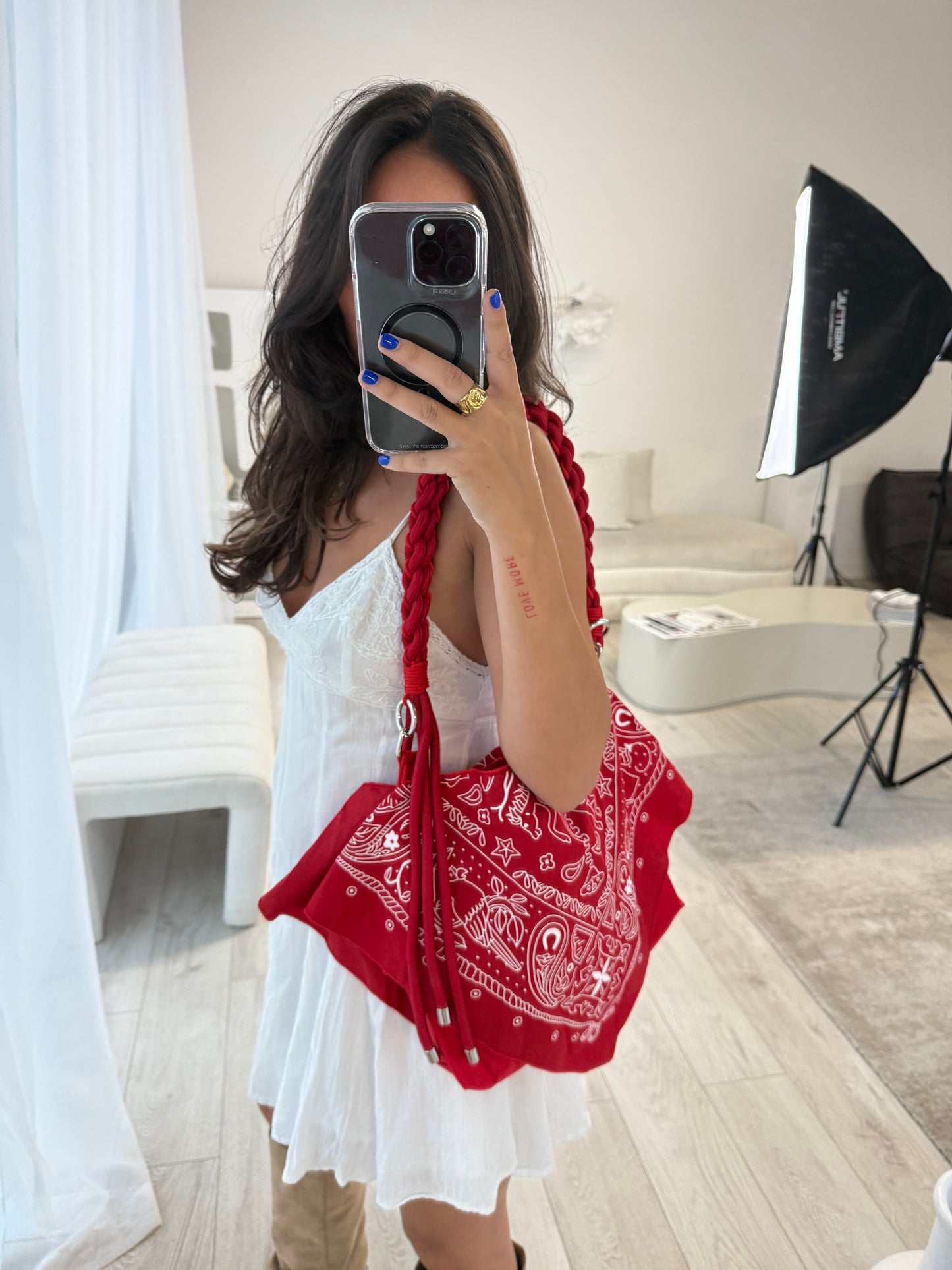 Ayla Red Bandanna Slouchy Shoulder Bag