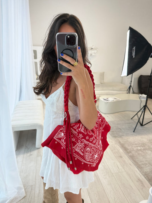 Ayla Red Bandanna Slouchy Shoulder Bag