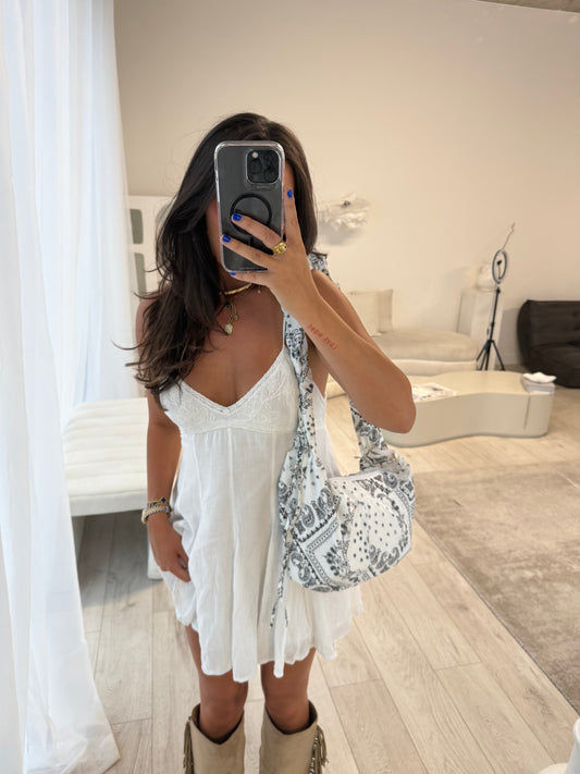 Aries White Bandanna Dumpling Bag