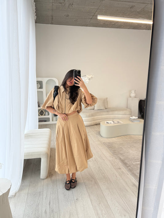 Roux Tan Crop and Midi Skirt