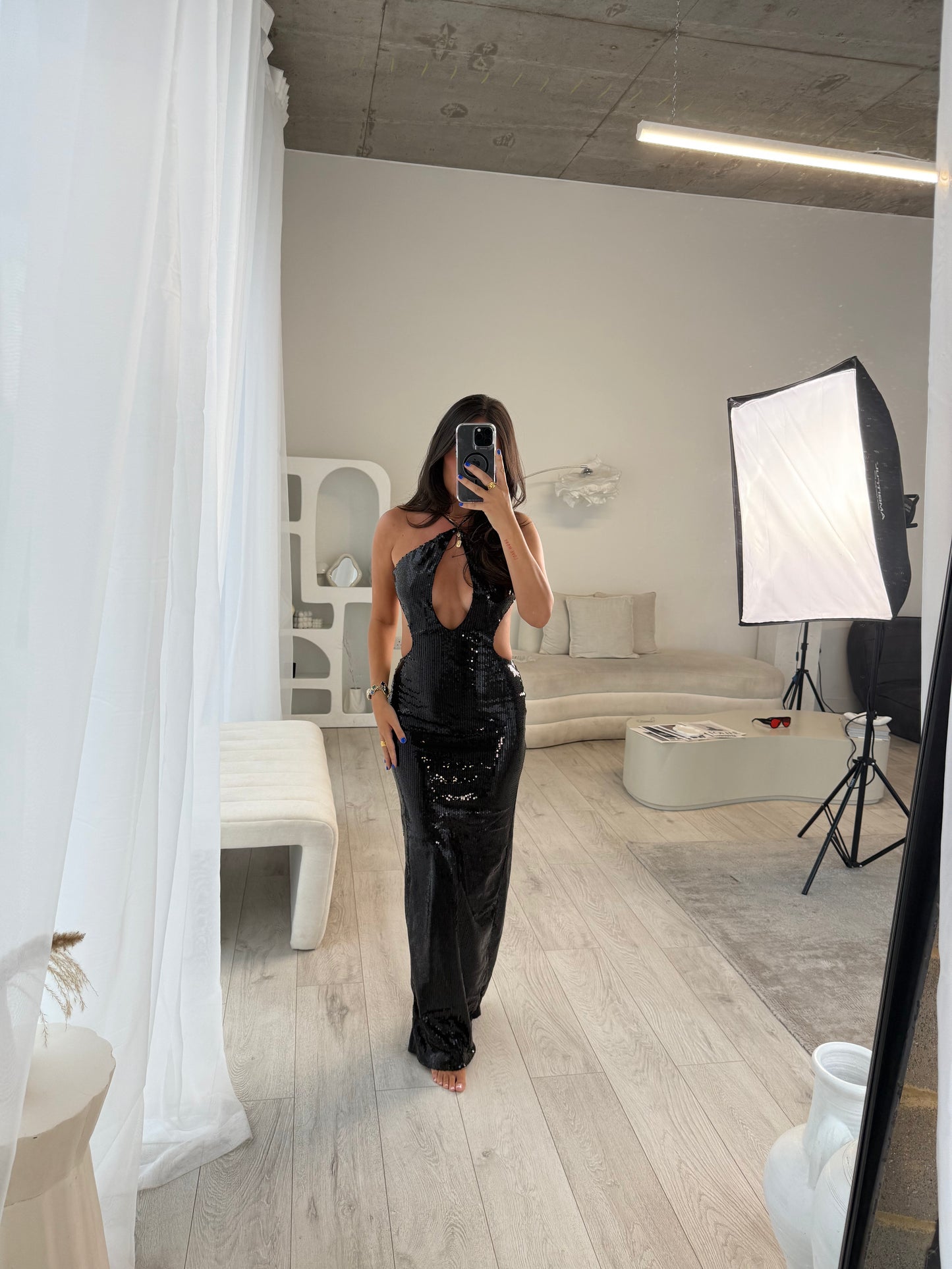 Remi Sequin Cut Out Maxi Dress