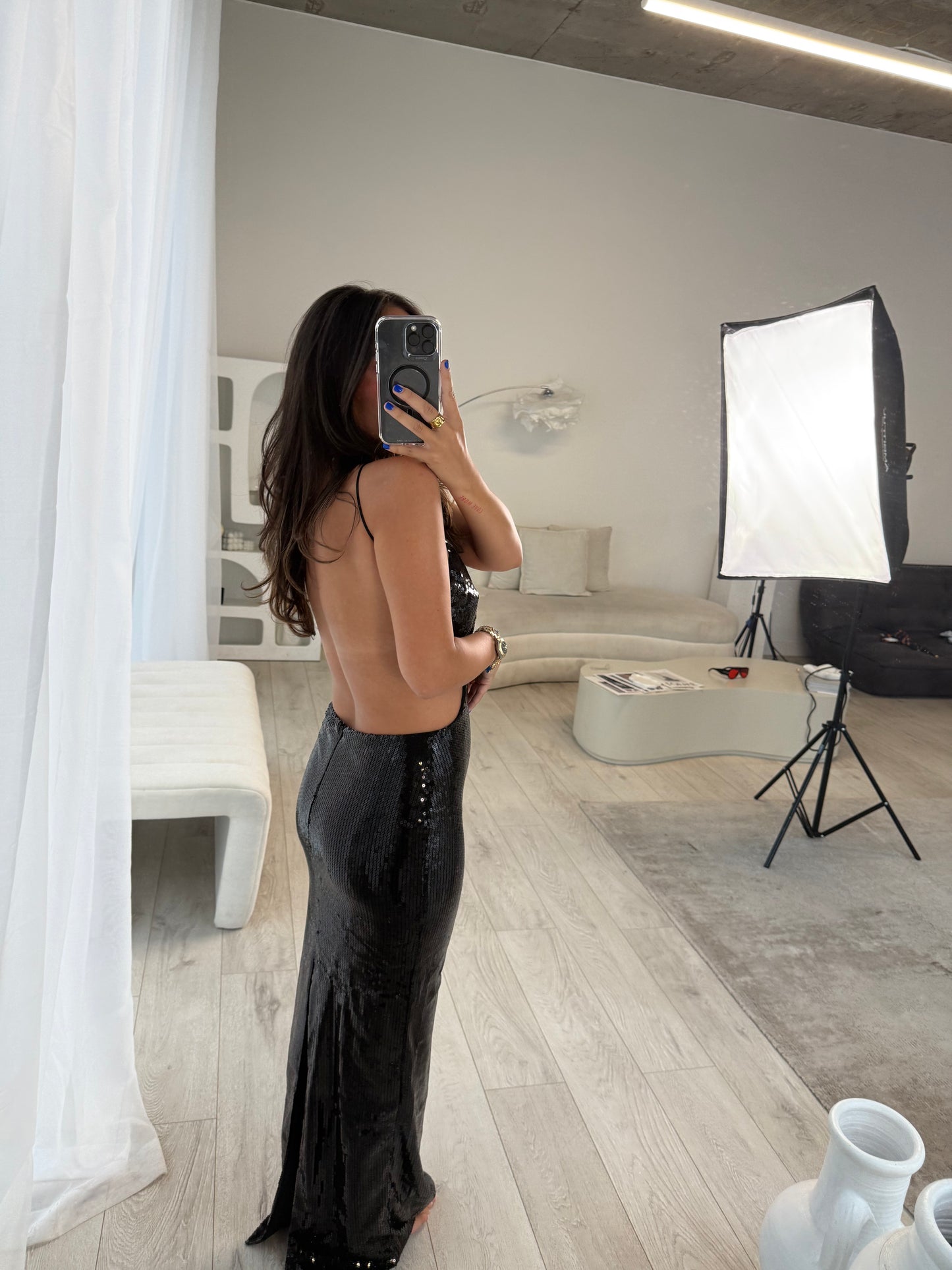 Remi Sequin Cut Out Maxi Dress